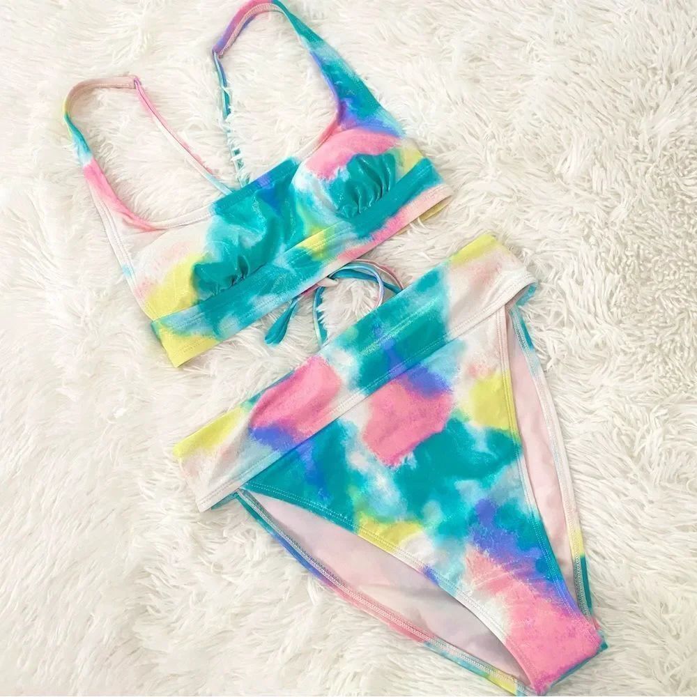 Pastel Tie-Dye Sparkly Bikini